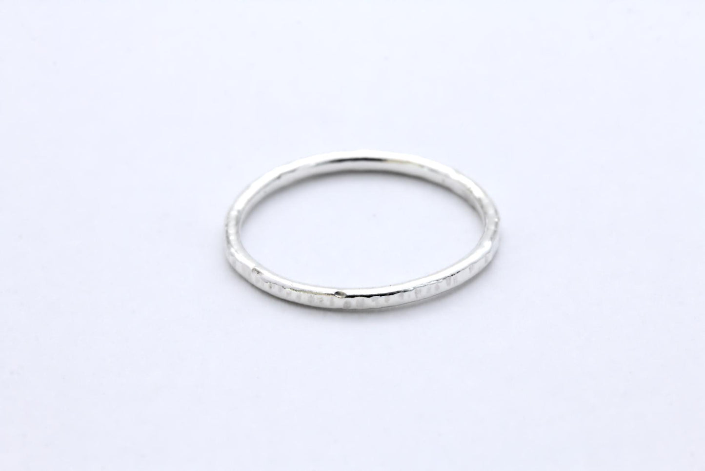 A chunky textured silver ring