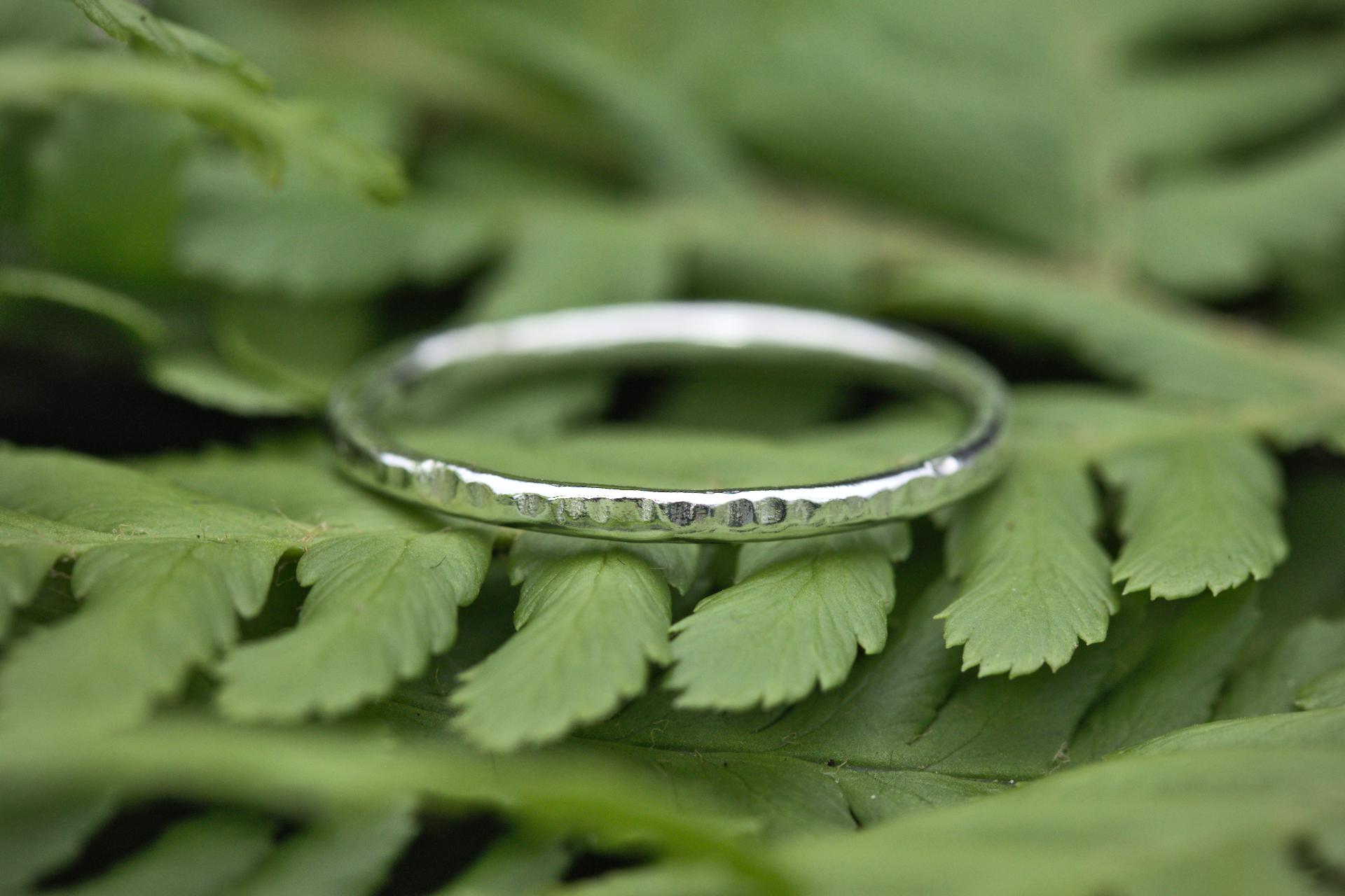 A chunky textured silver ring